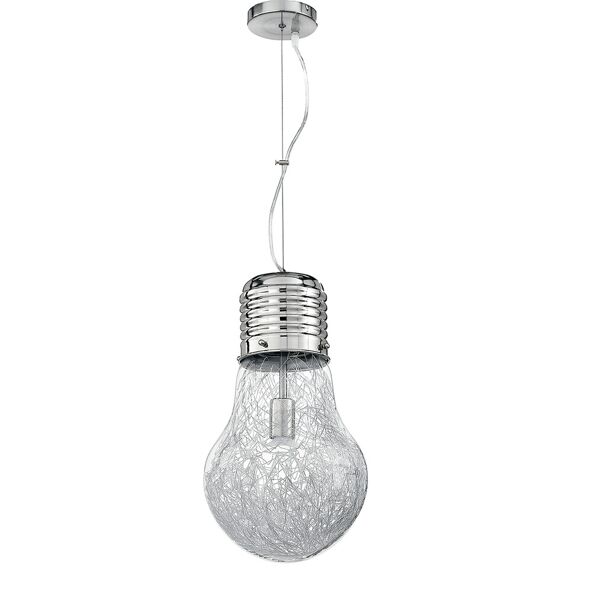 lampadario sospensione lampadina coordinati colore acciaio 60w mis 30 x 120 cm