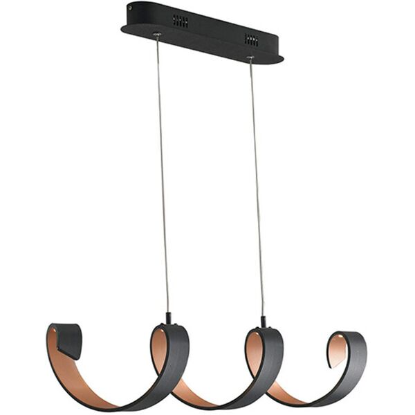 lampadario sospensione led helix moderno colore nero oro 20w dim. 80 x 13,5 cm