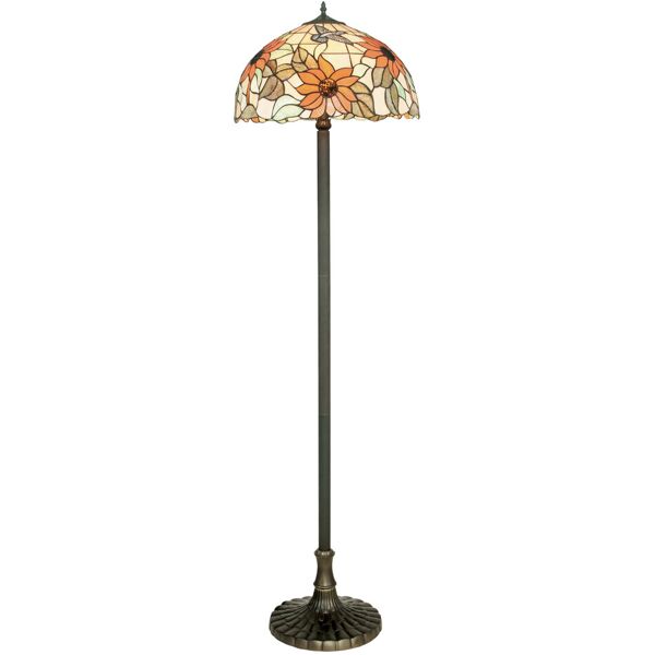 lampadario piantana dafne industrial vintage in vetro tiffany 60w mis 45 x 150 cm