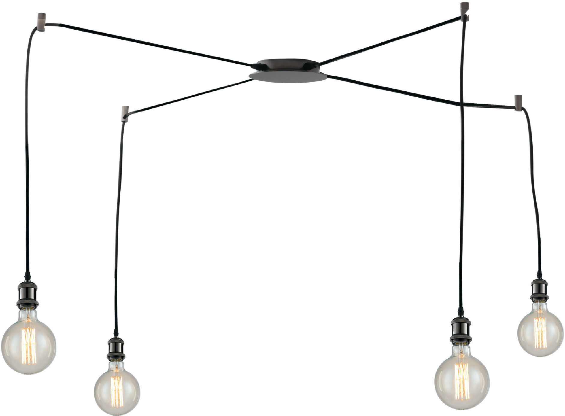 Lampadario Sospensione Vintage Groove Industrial Vintage Colore Nero 60W Mis 250 cm