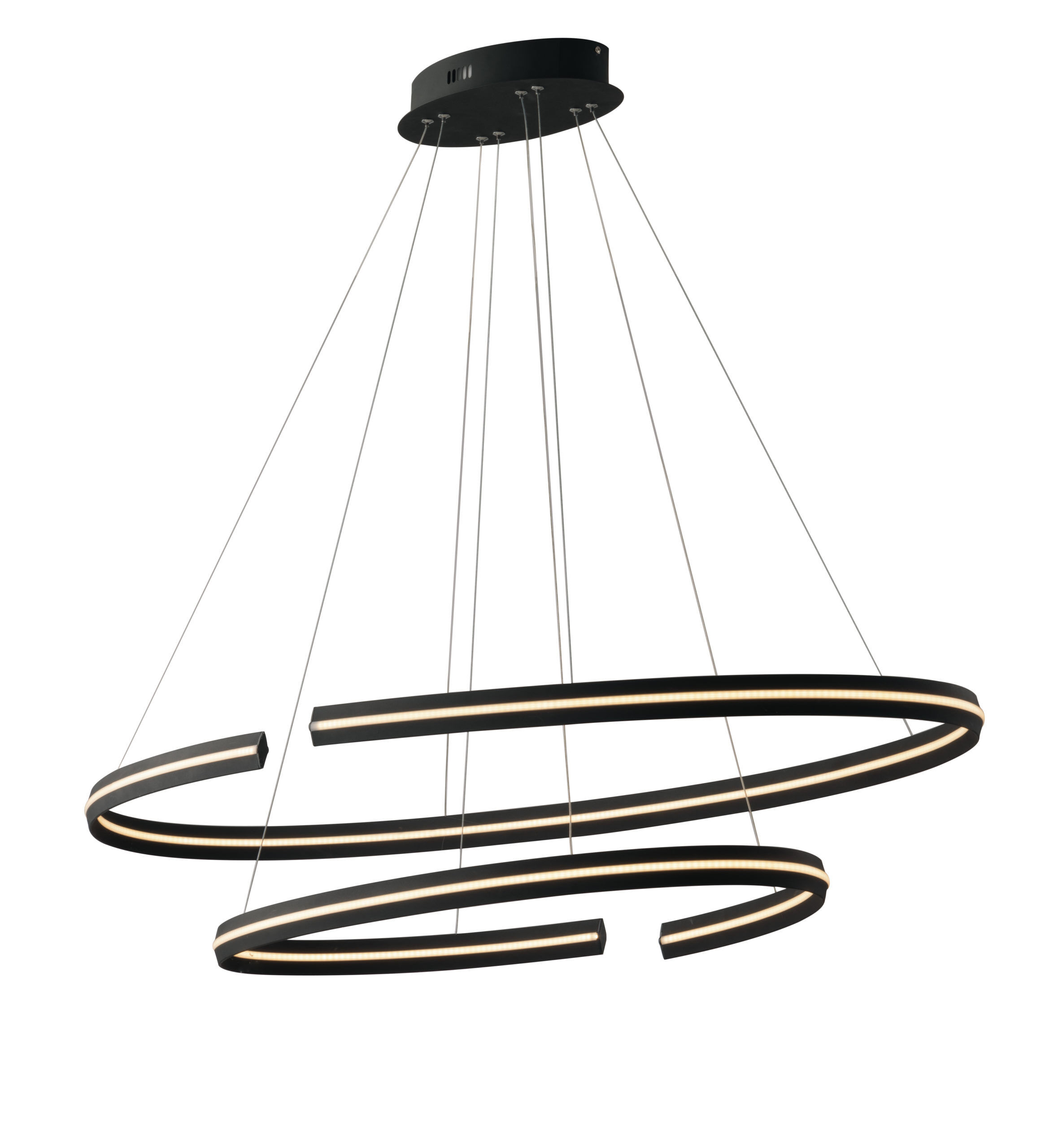 Lampadario Sospensione Led Clarke Moderno Color Nero 110W Dim 120 x 60 cm + 80 x 40 cm