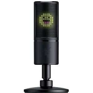 Razer seiren emote microfono a condensatore usb per lo streaming con ammortizzatore di shock integrato super modello di registrazione e chroma led matrix nero