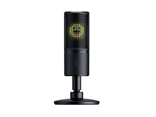 razer seiren emote microfono a condensatore usb per lo streaming con ammortizzatore di shock integrato super modello di registrazione e chroma led matrix nero