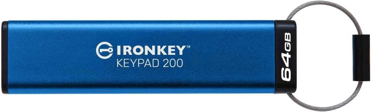 Kingston ikkp200/64gb flash ironkey keypad 200 chiavetta usb crittografato 64 gb usb 3.2 gen 1 blu