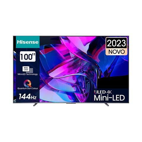Hisense TV Mini LED Ultra HD 4K 100 100U7KQ Smart TV VIDAA 2023 Nero