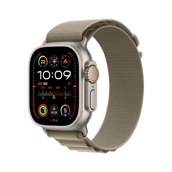 apple watch ultra 2 gps + cellular cassa 49m in titanio con olive alpine loop - large