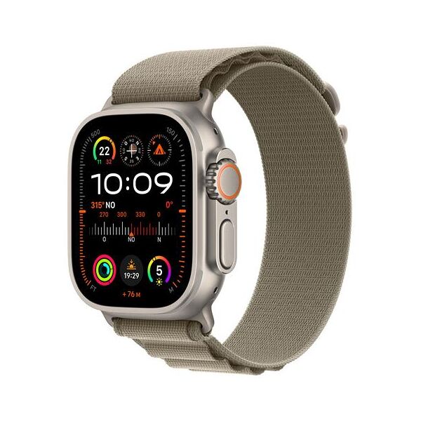 apple watch ultra 2 gps + cellular cassa 49m in titanio con olive alpine loop - medium