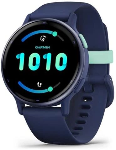 garmin sportwatch vívoactive 5 impermeabile 5 atm display amoled a colori gps bluetooth ant+ wi-fi cinturino in silicone colore navy