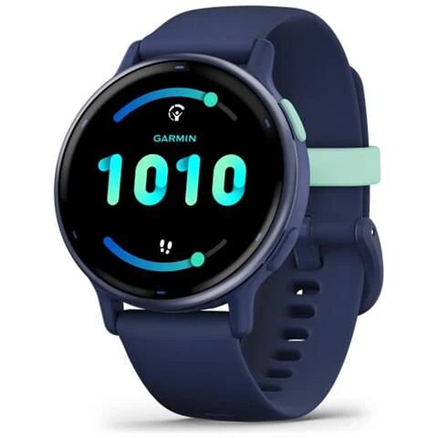 garmin sportwatch vívoactive 5 impermeabile 5 atm display amoled a colori gps bluetooth ant+ wi-fi cinturino in silicone colore navy