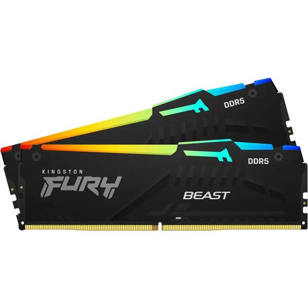 kingston fury beast rgb kit memoria ram 2x16gb 32gb totali 6.000hz tipologia ddr5 tecnologia dimm black