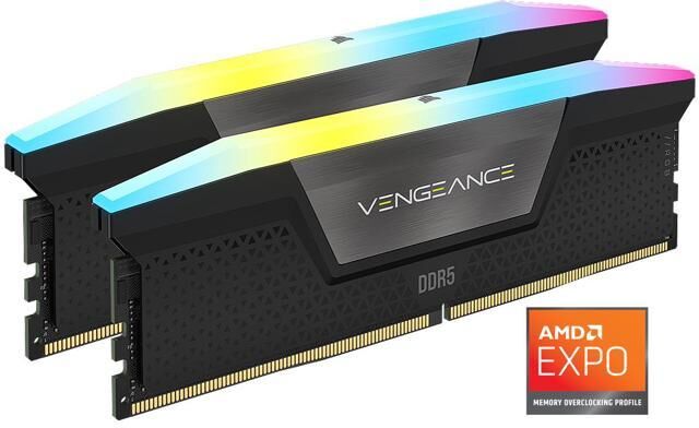 Corsair vengeance rgb ddr5 32gb 2x16gb 6000mhz c36 illuminazione rgb dinamica a dieci zone grigio