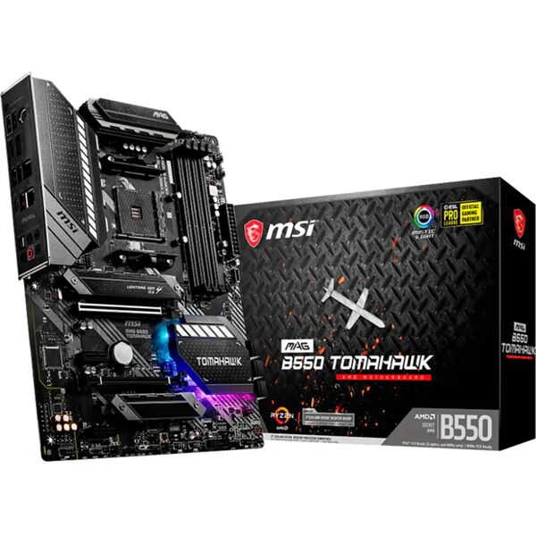 msi mag b550 tomahawk scheda madre presa am4 atx amd b550 dual m.2, lan, 128 gb, ?nero