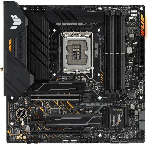 asus tuf gaming b660m-plus wifi scheda madre matx, intel b660, lga1700, ddr5, pcie 5.0, lan realtek 2.5gb, wifi 6, realtek 7.1 surround, 2xm.2, 4xsata 6gb/s, usb 3.2 gen 2x2, armoury crate, nero