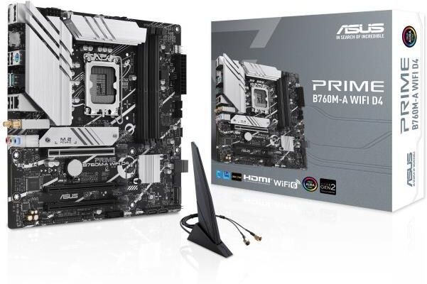 asus prime b760m-a wifi d4 scheda madre intelÂ¬ b760 (lga 1700) matx, pcie 4.0, 2 slot m.2, 2.5gb ethernet, wi-fi 6, displayport, dual hdmiÂ¬, sata 6 gbps, usb 3.2 gen 2 e gen 1 type-cÂ¬, aura sync