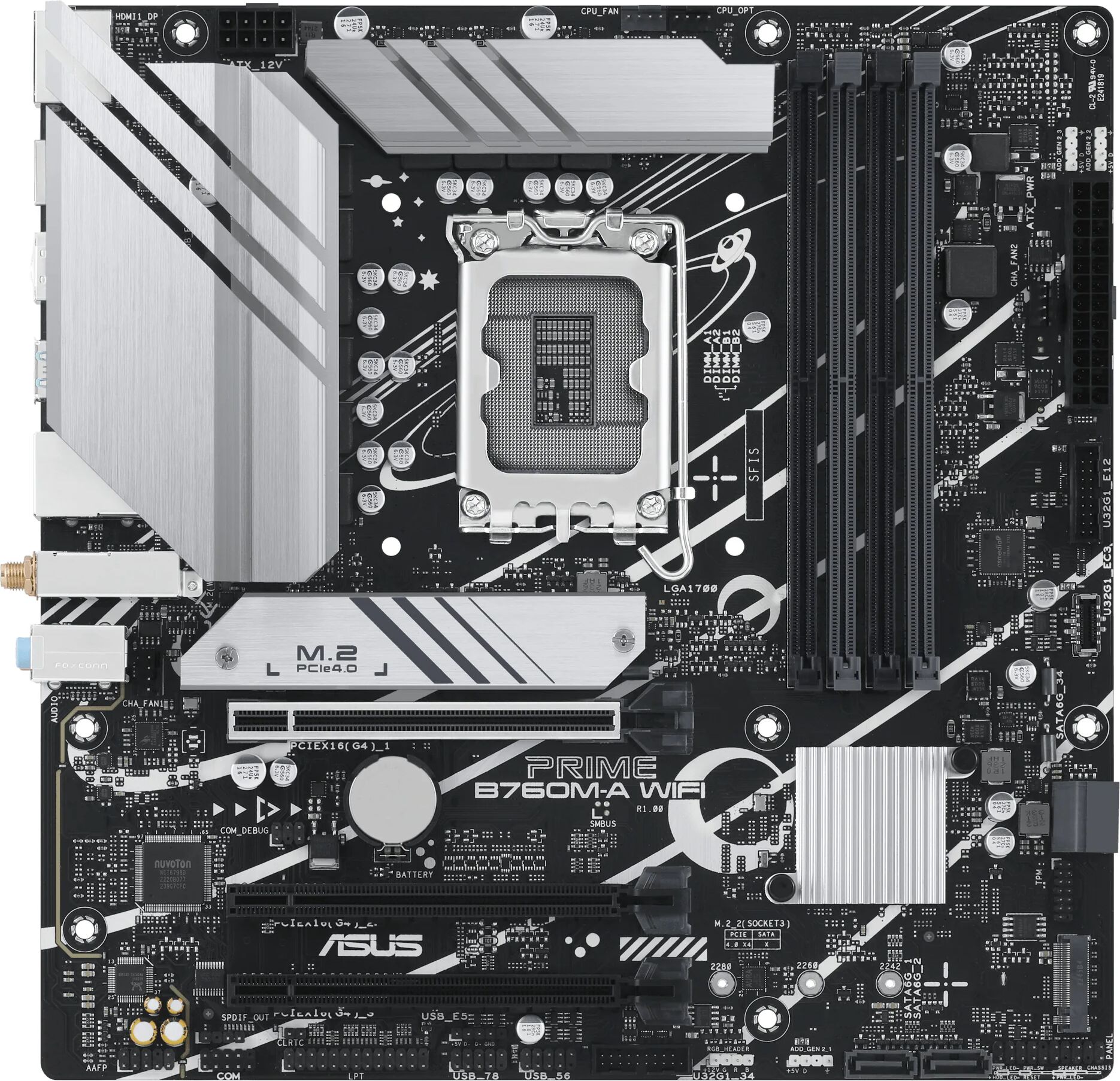 asus b760m-a wifi scheda madre intel b760, lga 1700, matx, ddr5, pcie 5.0, 2 slot m.2, wifi 6e, usb 3.2 gen 2, type-c