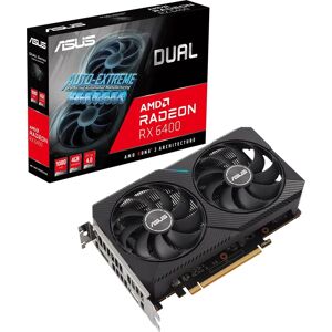 264514 Asus dual amd radeon rx 6400, scheda grafica gaming, amd rdna 2, pcie 4.0, 4gb gddr6, hdmi 2.1, displayport 1.4a, ventole con design axial tech, tecnologia 0db, nero