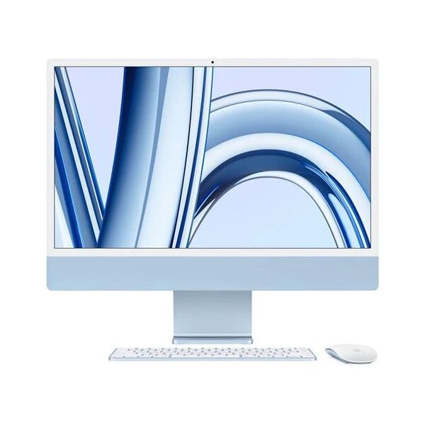 apple imac (2023) display retina 23.5 45k chip m3 cpu 8-core gpu 8-core ram 8gb ssd 256 colore blu