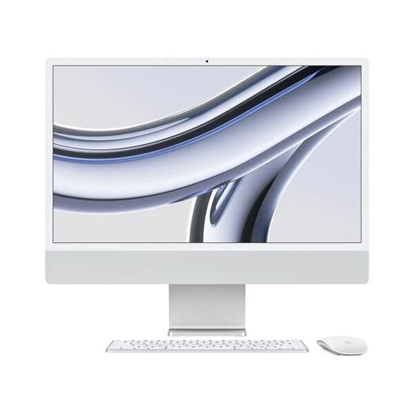 apple imac (2023) display retina 23.5 45k chip m3 cpu 8-core gpu 8-core ram 8gb ssd 256gb colore argento