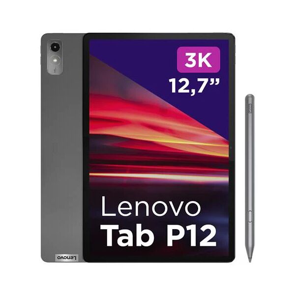 lenovo tab p12 grigio 12.7" 3k octa core ram 8gb memoria 128 gb +slot microsd wi-fi fotocamera 8mpx android - italia