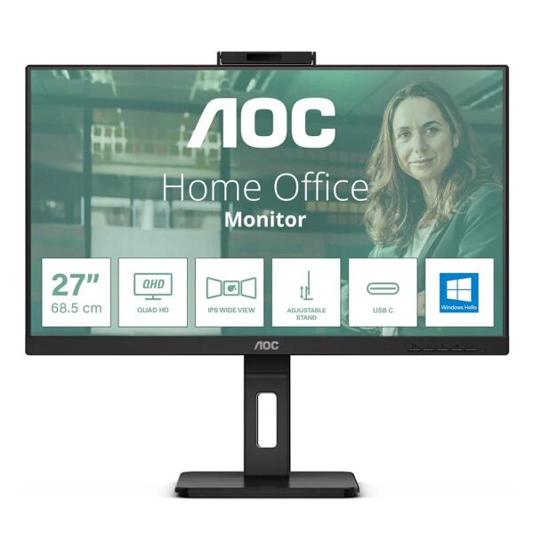 aoc 24p3qw monitor pc 23.8 1920x1080 pixel full hd nero