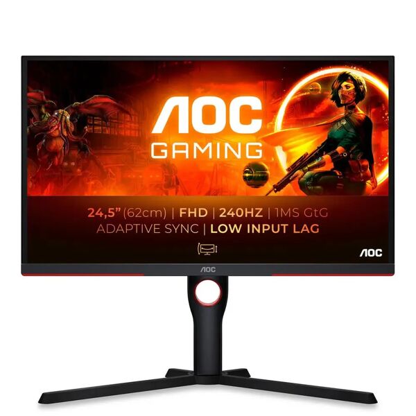 aoc g3 25g3zm/bk gaming 24.5 led full hd w-led 16:9 300 cdm 0,5 ms 3000:1 240hz freesync premium 2 x hdmi 1 x displayport nero rosso