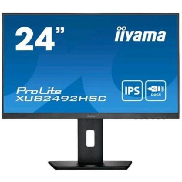 iiyama prolite xub2492hsc-b5 23.8 led ips full hd 16:9 75hz 4ms contrasto 1.000:1 flicker free blue light hub usb hdmi displayport usb-c pd 65w altoparlanti incorporati nero