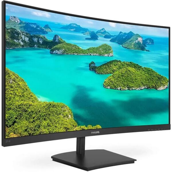 philips monitor curvo gaming 271e1sca , adaptive sync 75 hz, va led 27``, 1920 x 1080 fhd, 4 ms, hdmi, vga, casse integrate, flicker free, low blue light, vesa, nero