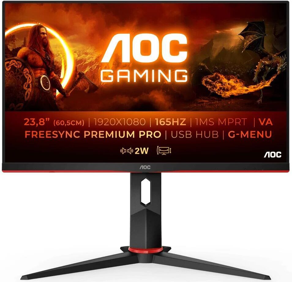 aoc 24g2spu/bk monitor pc 23.8 1920x1080 pixel full hd nero/rosso