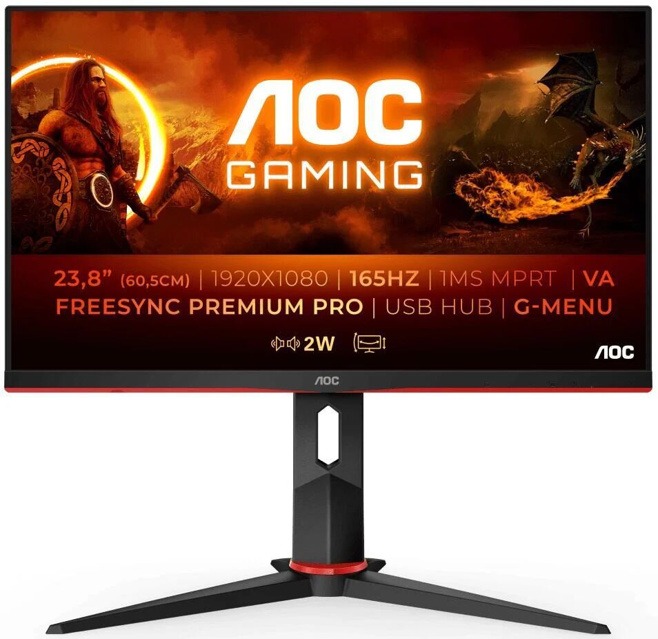 AOC 24g2spu/bk monitor pc 23.8 1920x1080 pixel full hd nero/rosso