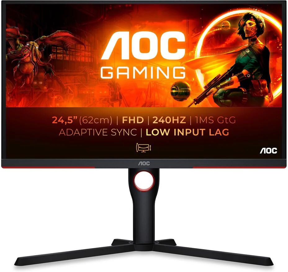 AOC g3 25g3zm/bk gaming 24.5 led full hd w-led 16:9 300 cdm 0,5 ms 3000:1 240hz freesync premium 2 x hdmi 1 x displayport nero rosso