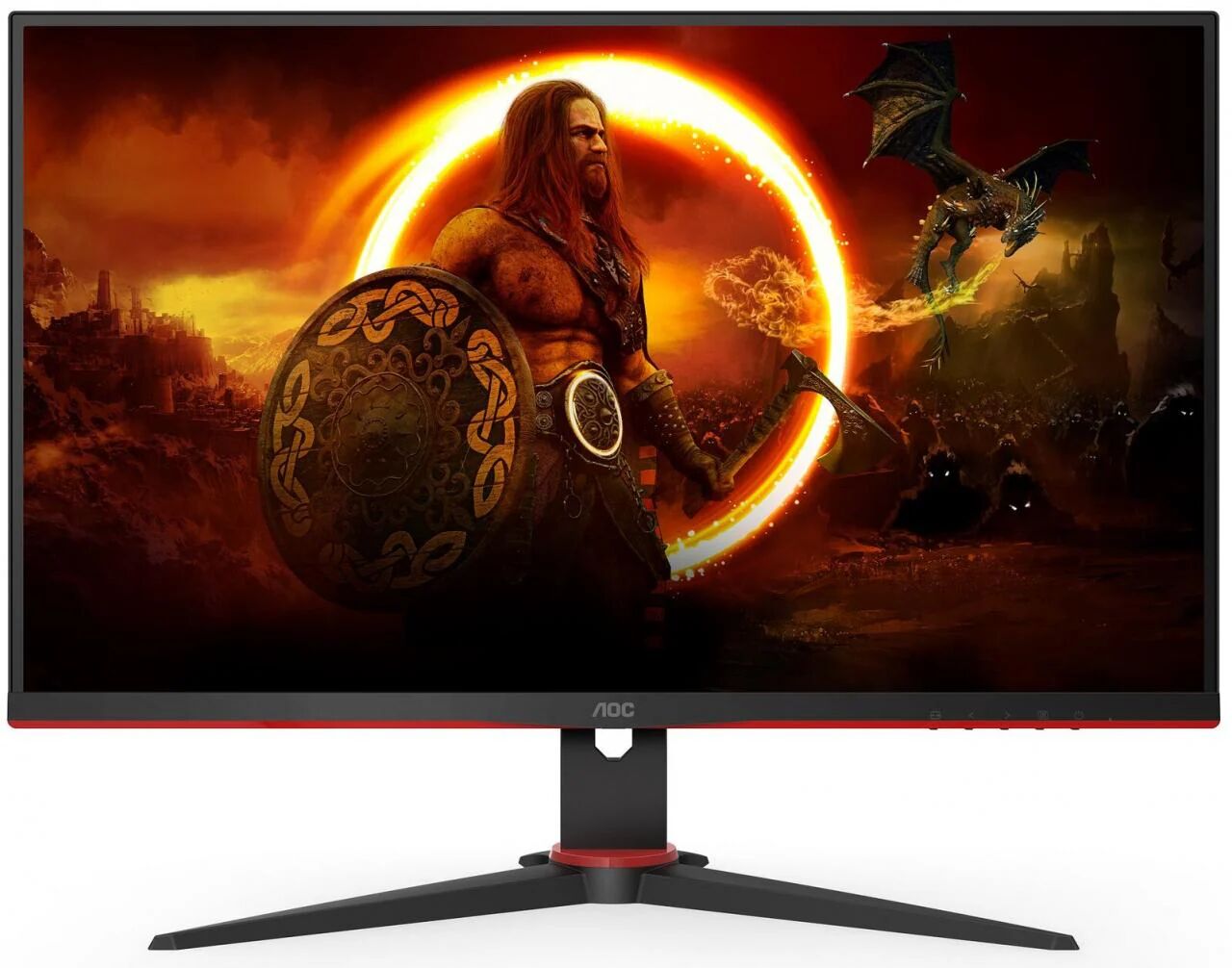 AOC 24g2sae/bk 23.8 w-led full hd 16:9 1ms 165hz contrasto 3000:1 freesync premium low blue light vga hdmi displayport altoparlanti incorporati nero rosso