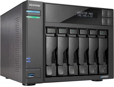 Asus tor lockerstor 6 nas chassis desktop celeron n5105 2ghz ram 8gb-6 bay hdd/ssd 2.5/3.5/m.2 lan 100/1000/2500 mbps black