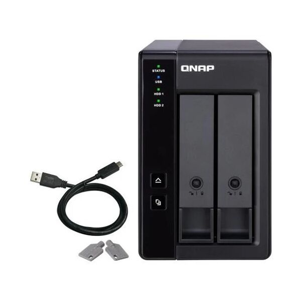 qnap nas tower tr-002 x2hdd expansion unit for nas - usb 3.1 type-c hardware raid external enclosure