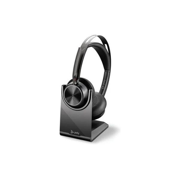 poly voyager focus 2 office cuffie con microfono wireless/cavo usb tipo c bluetooth base di ricarica nero