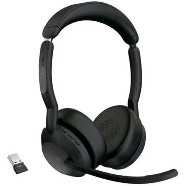 jabra cuffia professionale evolve2 55 stereo ms bluetooth, canc. rumore, cert. microsoft - con link 380a