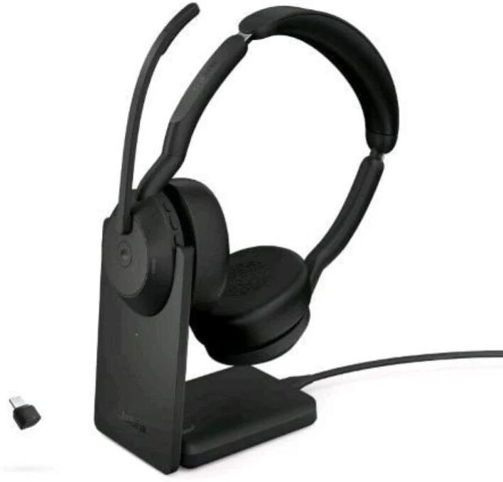 Jabra evolve2 55 auricolare con cavo e senza cavo a padiglione ufficio bluetooth base di ricarica nero