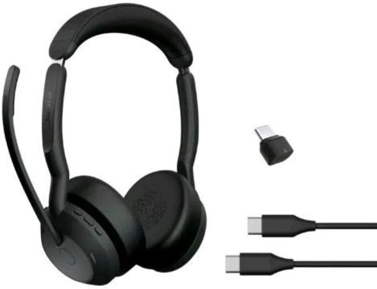 Jabra evolve2 55 auricolare wireless a padiglione ufficio bluetooth base di ricarica nero