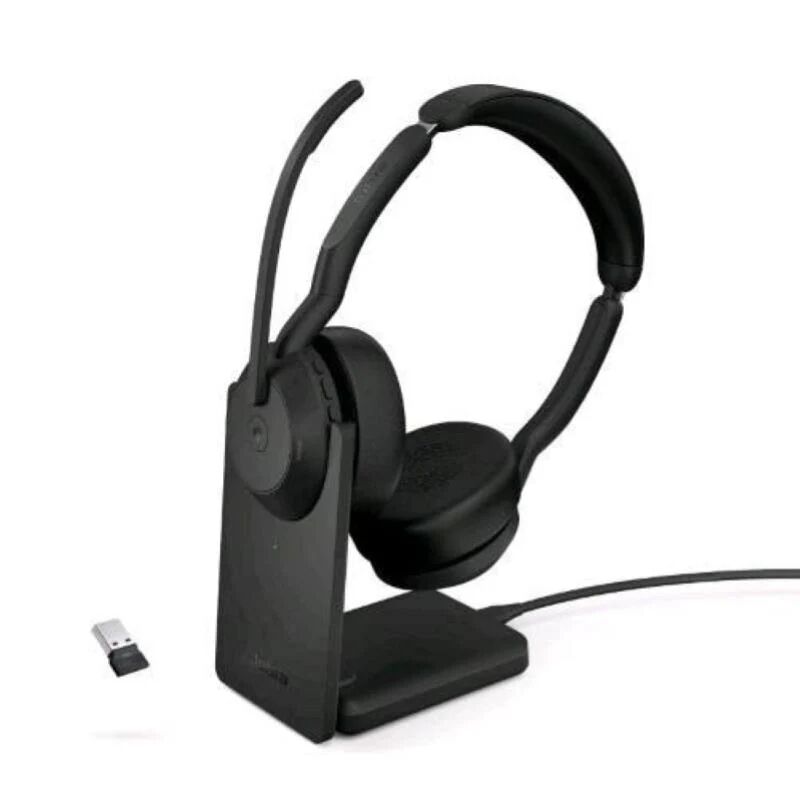 Jabra evolve2 55 auricolare con cavo e senza cavo a padiglione ufficio bluetooth base di ricarica nero