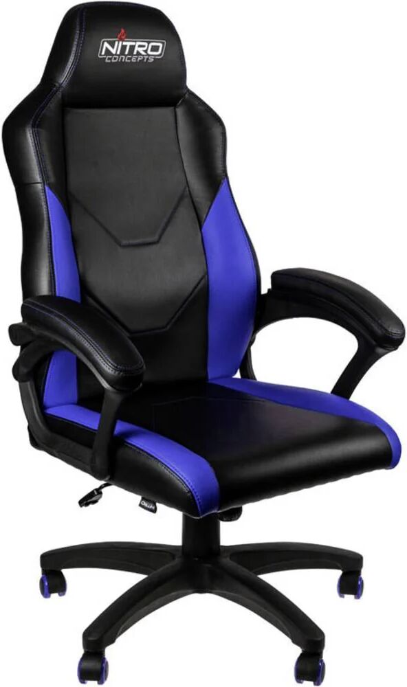 nitro concepts c100 sedia gaming per pc seduta imbottita pelle sintetica pu nero blu