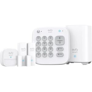 Eufy Kit di allarme domestico da 5 pezzi security, sistema di sicurezza domestico, tastierino, sensore di movimento, 2 sensori di ingresso, controllo da app, collegamento a cam