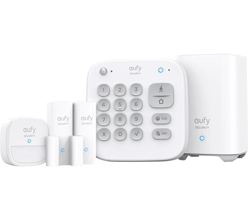 eufy kit di allarme domestico da 5 pezzi security, sistema di sicurezza domestico, tastierino, sensore di movimento, 2 sensori di ingresso, controllo da app, collegamento a cam