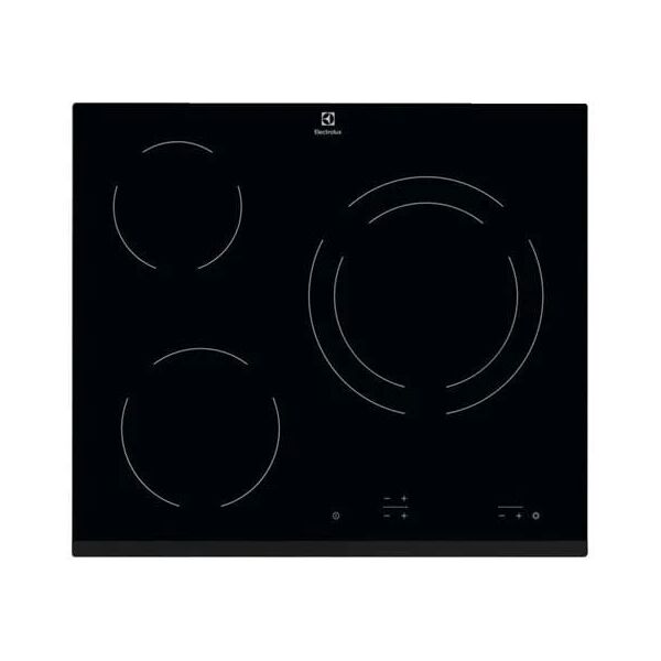 electrolux ehf6231fok piano cottura in vetroceramica - 3 zone - 5700w - l59 x p52cm - rivestimento in vetro - nero