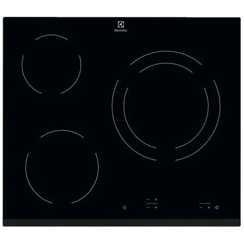 Electrolux Ehf6231fok Piano Cottura In Vetroceramica - 3 Zone - 5700w - L59 X P52cm - Rivestimento In Vetro - Nero