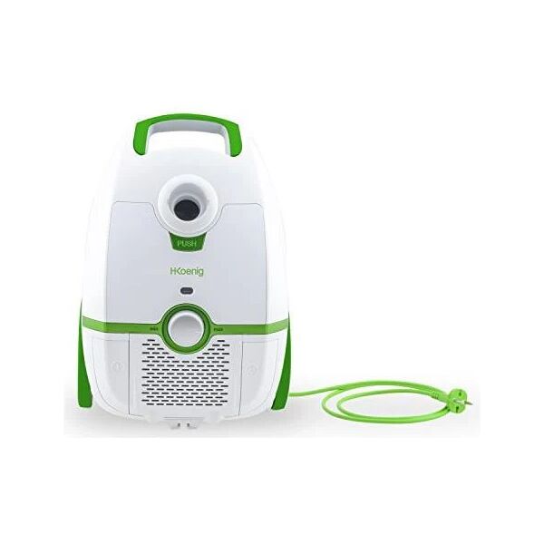 h.koenig axo720 aspirapolvere a traino con sacco potenza 700 watt colore bianco / verde