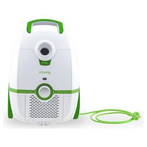 h.koenig axo720 aspirapolvere a traino con sacco potenza 700 watt colore bianco / verde