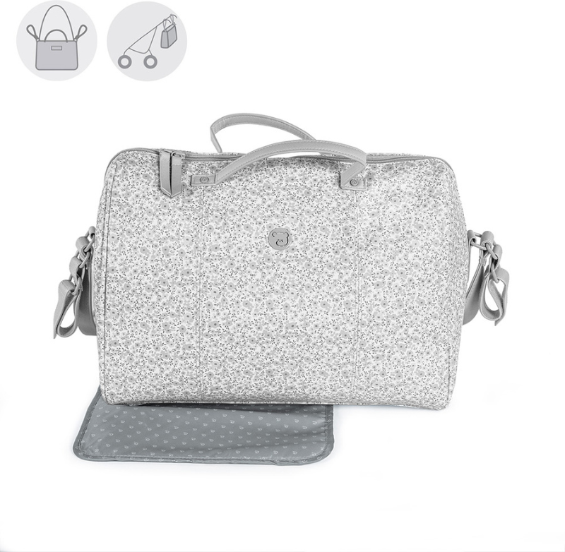 pasito a pasito borsa fasciatoio ecopelle grigio - linea flower mellow