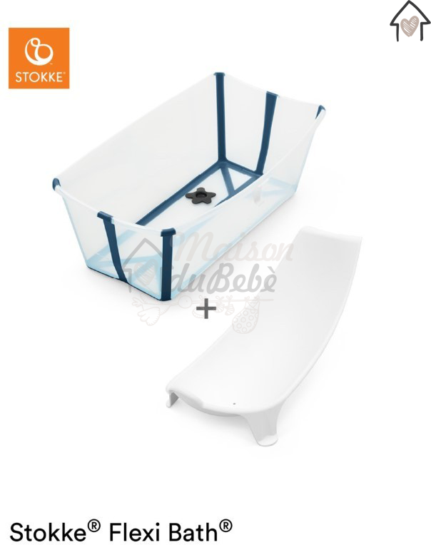 Stokke Flexi Bath Transparent Blue + Supporto per Neonato