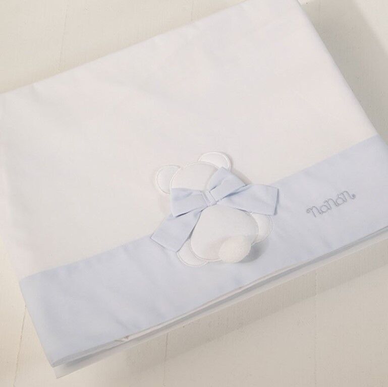 nanan set lenzuola letto 3pz azzurro - linea fiocco