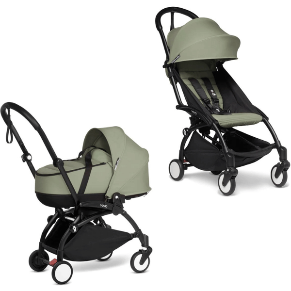 babyzen duo yoyo2 con bassinet 0m+ e rivestimento 6m+ black/olive