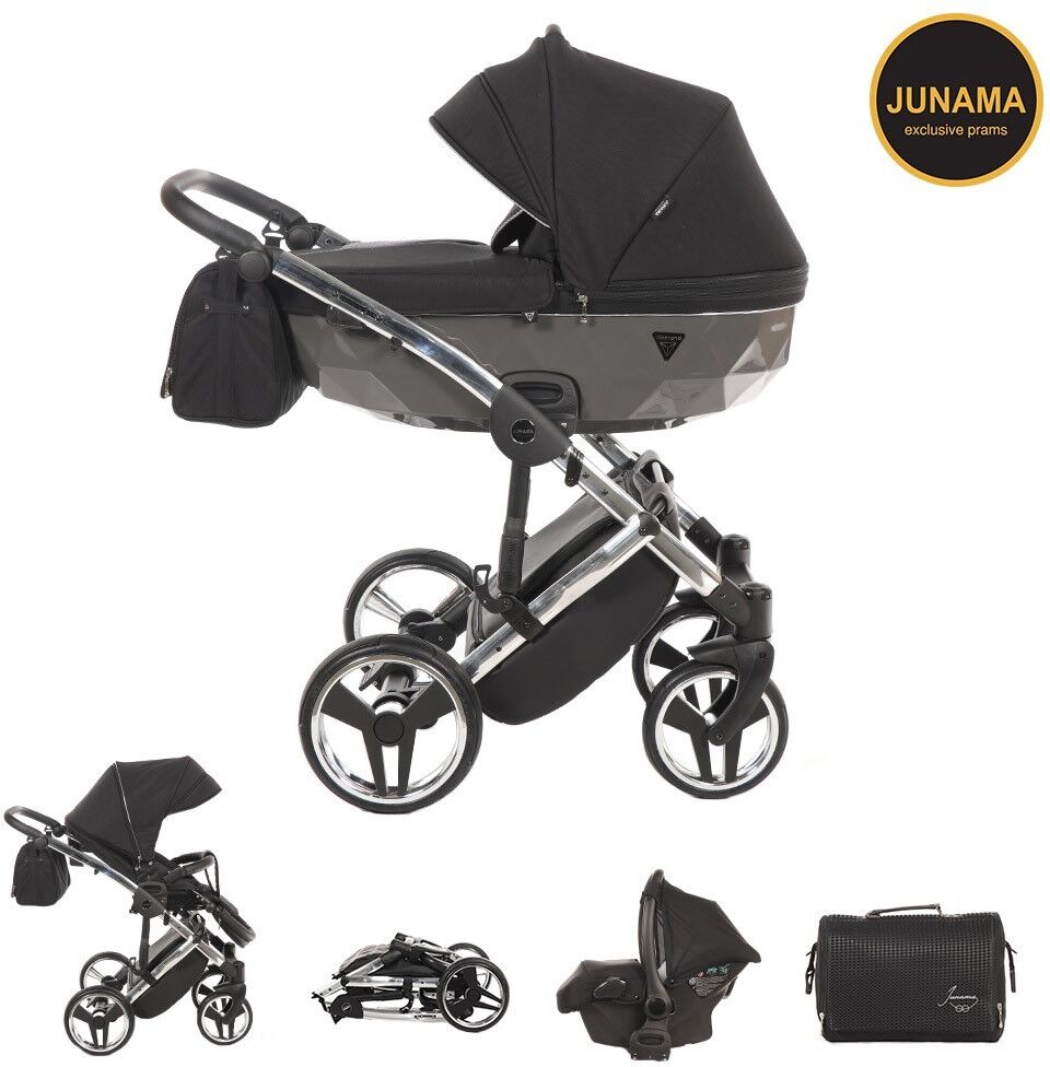 junama trio diamond s line grigio/nero telaio cromato + dispositivo antiabbandono in omaggio